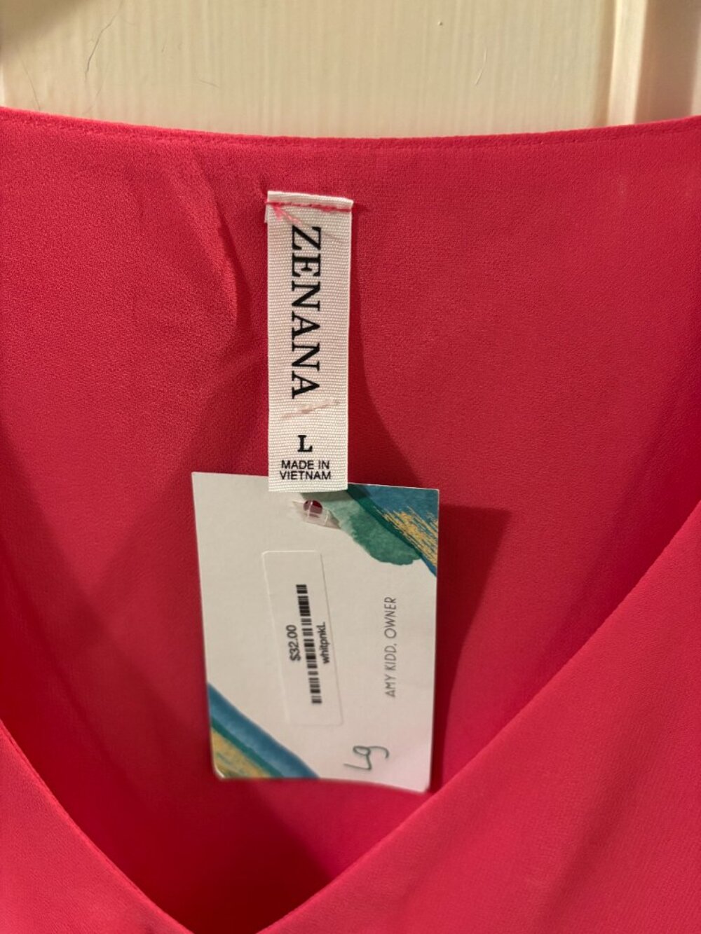 Zenana Women's Pink Woven Chiffon Double-Layer Flutter Sleeve Blouse - Lg - NWT - Picture 4 of 5